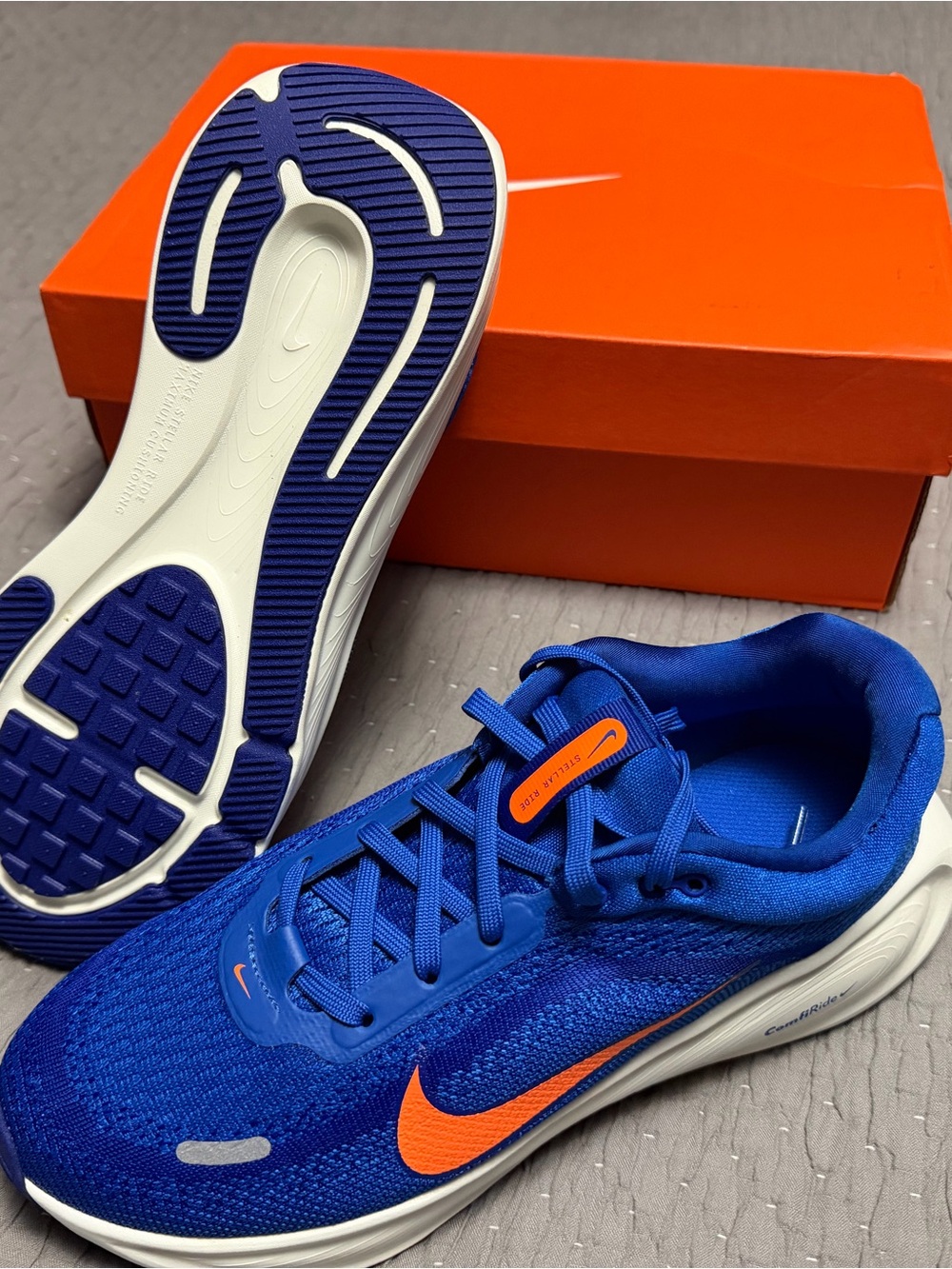 Nike Kids Blue Running Sneakers with Orange Swoosh